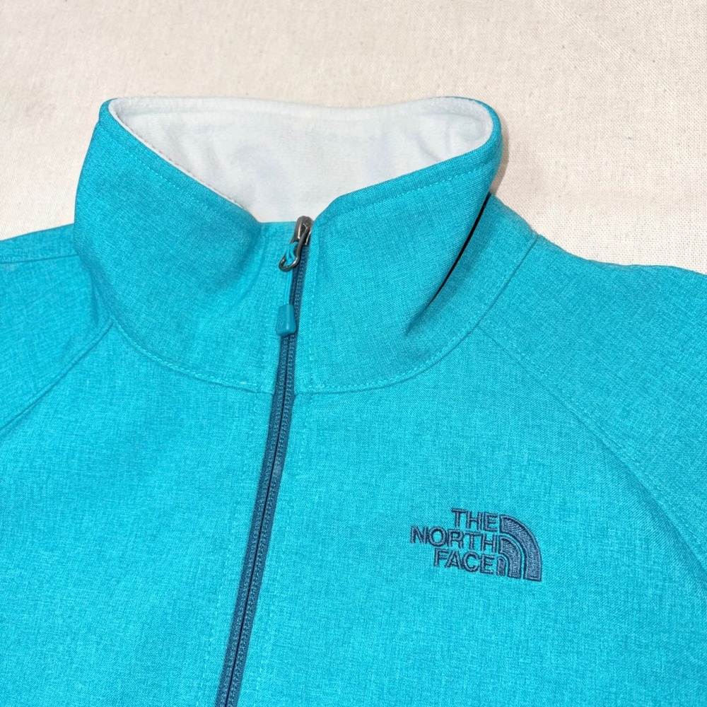 The North Face WindWall Softshell Jacket Womens Turquoise Blue Full Zip Fleece L - Picture 2 of 9